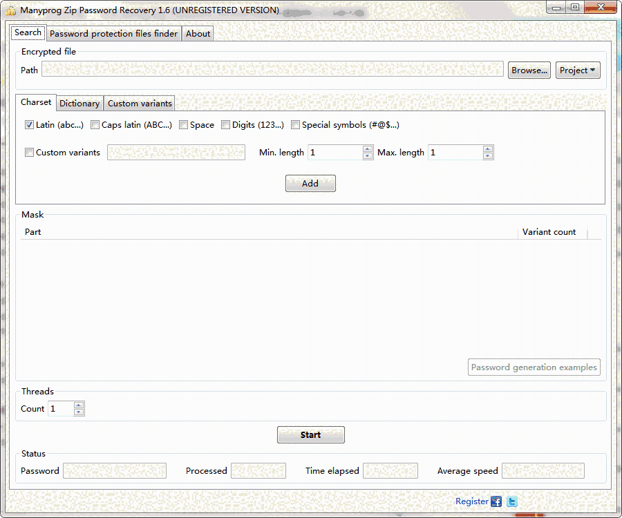 Manyprog Zip Password recover