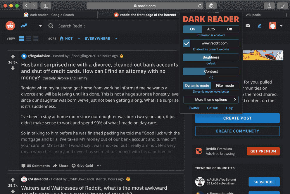 Dark Reader for Safari Mac版