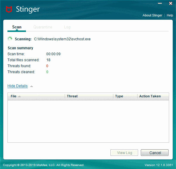 McAfee Stinger Raptor v12.1.0.3381