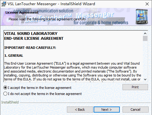 VSL LanToucher Network Messeng