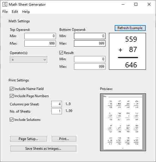 Math Sheet Generator(数学表格生成器)