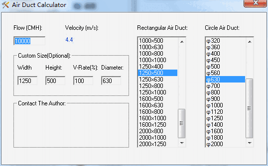 Air Duct CalculatorV1.0