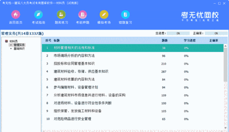 考无忧材料员考试专用题库软件V19.1